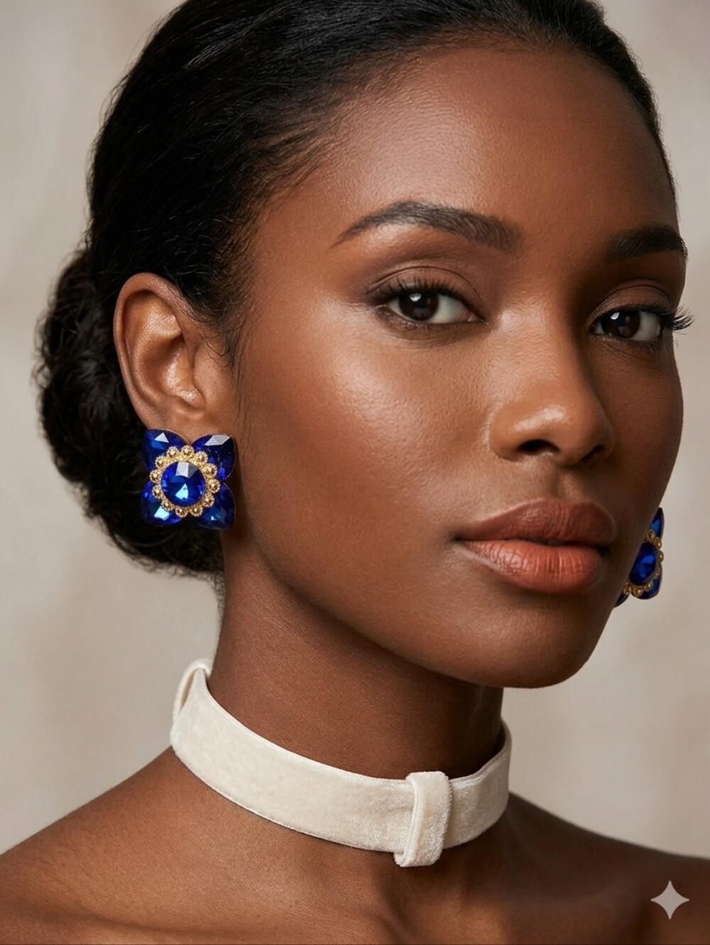 Kiss ME QUICK TAIWAN BLUE FLOWER EARRINGS‎